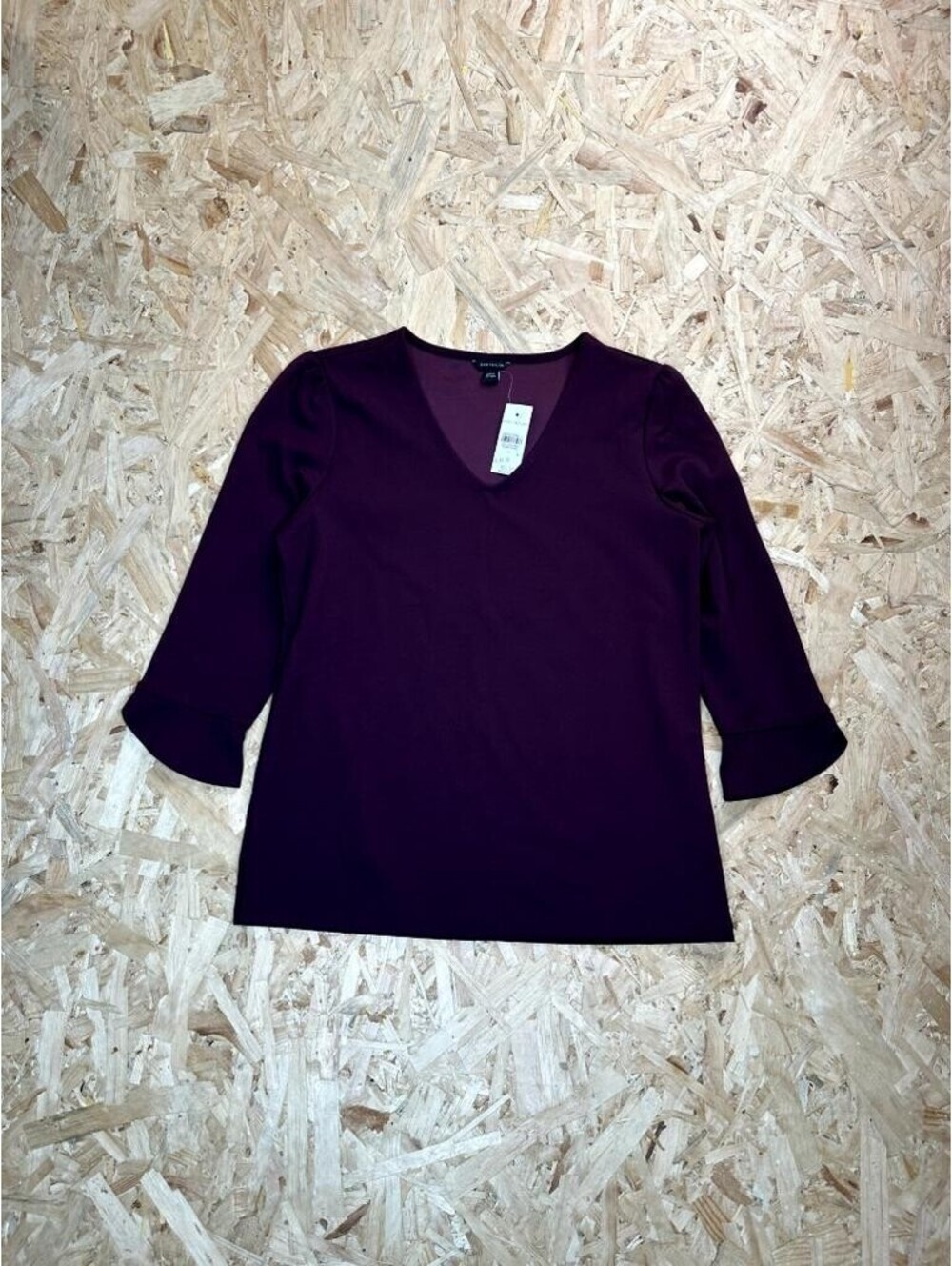 Ann Taylor Top Womens Small Purple V-Neck 3/4 Ruffle Sleeve Blouse NWT